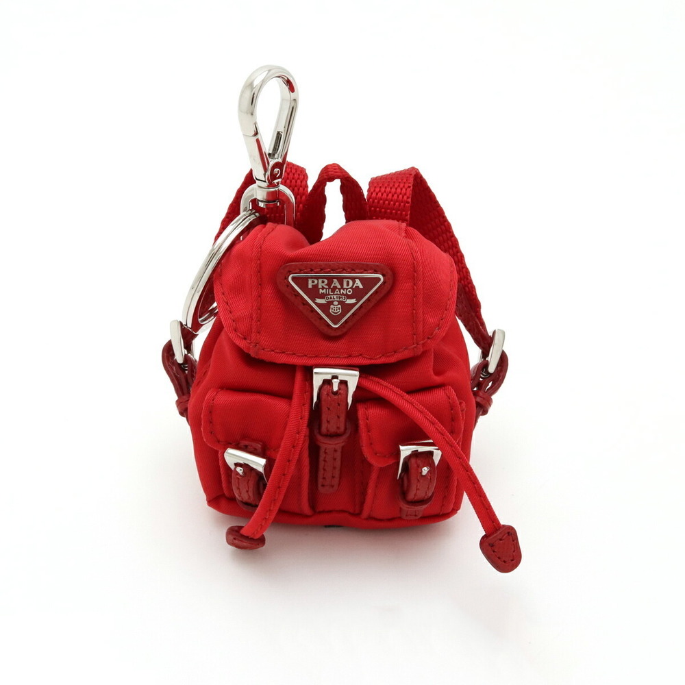 Prada Key Ring Bag Charm Backpack Nylon Red